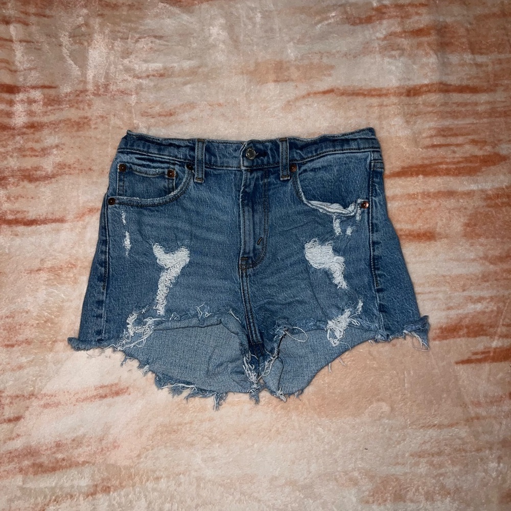 Abercrombie & Fitch Blue Distressed Jean Shorts